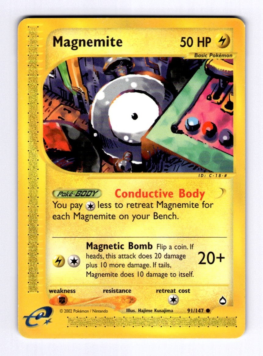 Magnemite (91) Aquapolis #091 (2003) Common LP Pokemon