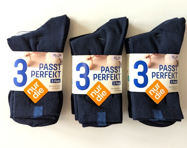 Neu - 9 Paar Nur Die Damen Passt Perfect Socken- Gr. 35-38 - Maritim/Blau- Paket-image