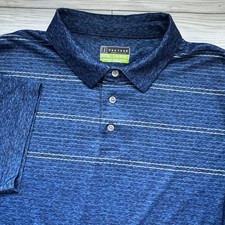 PGA TOUR Pro Series Polo Shirt Mens XL Blue Striped Golf Athletic Fit Logo