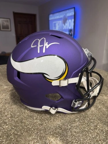 Justin Jefferson Signed Vikings Full Size Replica Riddell Helmet w/ COA
