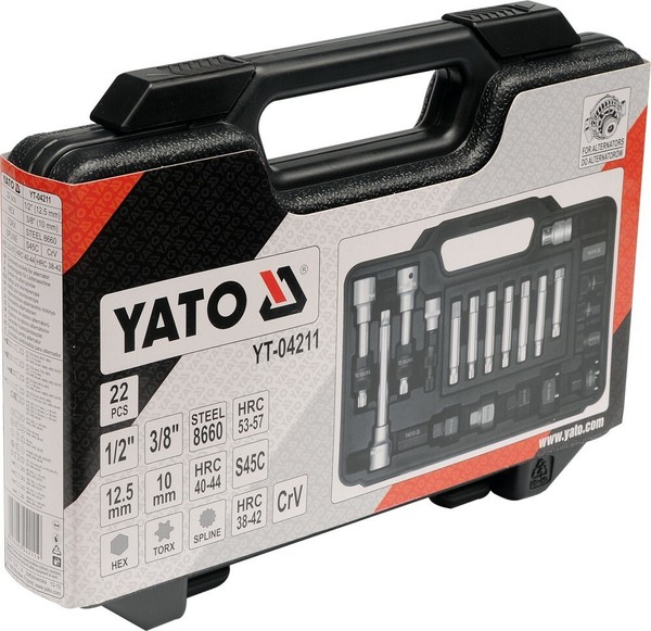 Yato YT-04211 Lichtmaschinen Werkzeug Set Generator Freilauf SchlüSselsatz 22Tlg-image