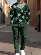 Men's Outfit 2 Piece Set Shirt  Pants Suit PLUS SIZE BIG 5XL