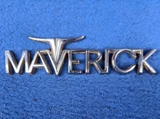 Vintage Ford Maverick Metal Adhesive Emblem Badge Nameplate Front Fender ~ Clean