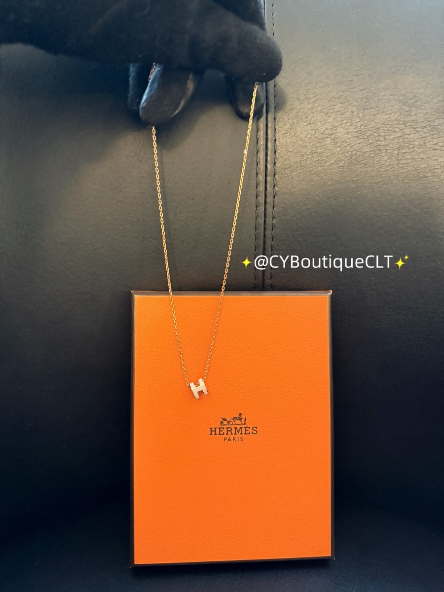 Hermès Mini Pop H Pendant Rose Dragee (Light Pink) w Rose Gold