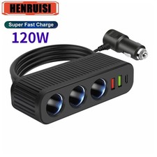 3 Way Multi Socket Car Cigarette Lighter Splitter USB Charger Adapter 12V 24V UK