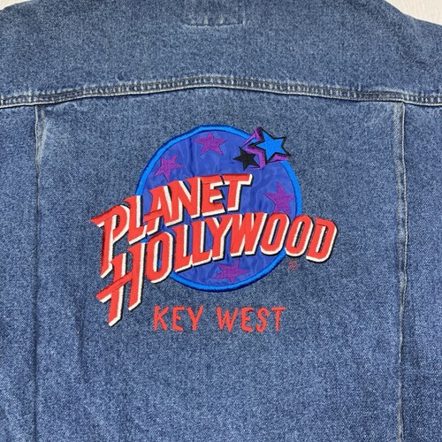Vintage Planet Hollywood Denim Jacket Mens Large Key West Embroidered - Picture 10 of 17
