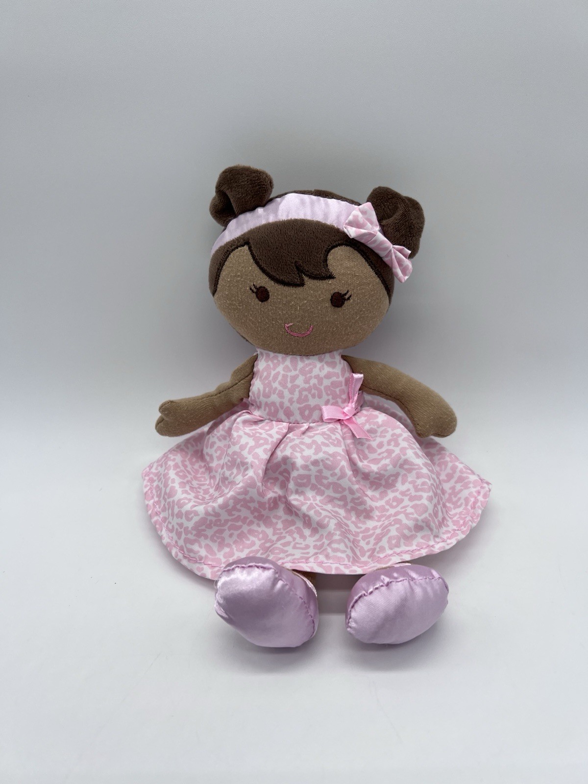 Carter's Just One You Girl Doll Rattle Plush Brown Hair Easter Pink Bow Dress