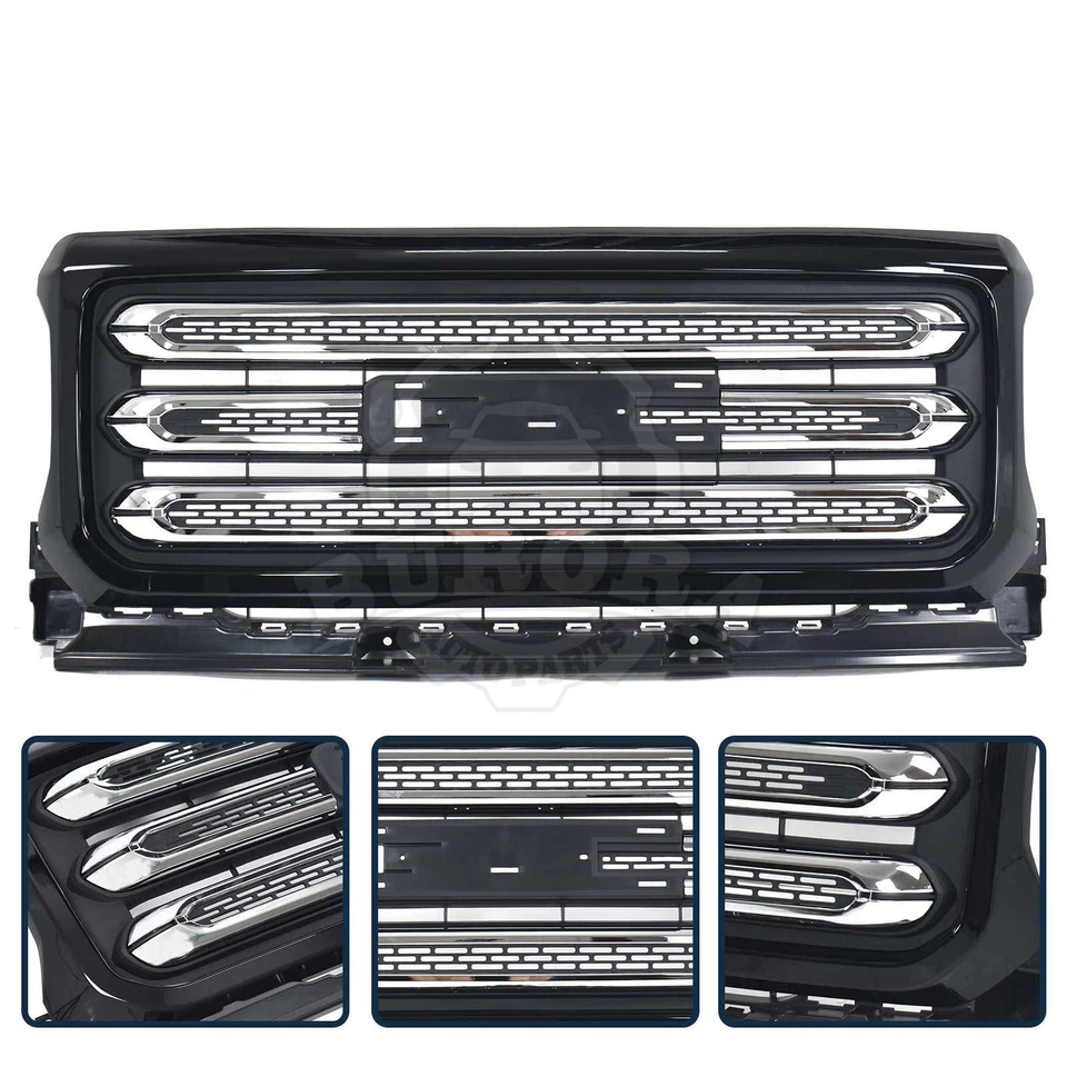 Глянцевая черная хромированная верхняя решетка переднего бампера в сборе для GMC Canyon 2015-2020 годов выпуска - Изображение 4 из 4