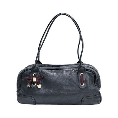 GUCCI Princy Boston Handbag Calfskin Black 161720