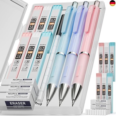 Nicpro 3 Stücke Druckbleistifte, 0,7 mm Pastell Druckbleistift Set, Niedliche 