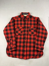 Vintage LL Bean Shirt Men’s Size Large Fits Medium 100% Wool Buffalo Plaid 80s