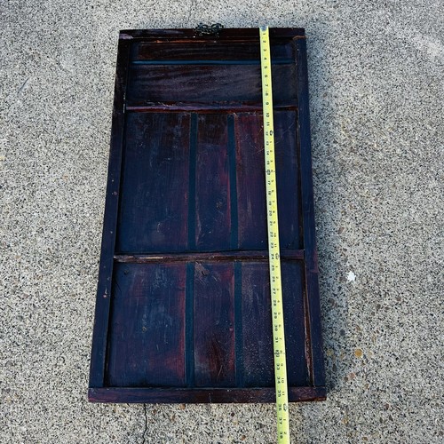 Panel de madera decorado vintage asiático chinoiserie pintado “nudo ciruela rojo” - Imagen 9 de 10