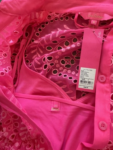 $348 Nuovo Abito Midi Lilly Pulitzer Amrita Rosa Isola Swirly Occhiello Smerlato Taglia 0 - Foto 9 di 13