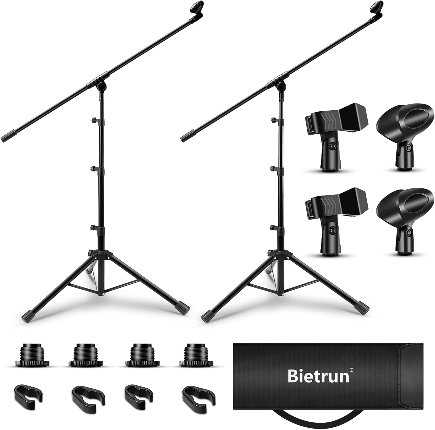 Microphone Stand 2 Pack,  Tripod Mic Stand Adjustable Boom Height, with Carry Ba-image