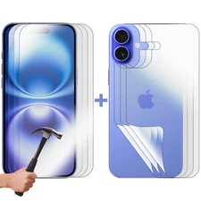 3 Set Tempered Glass Screen Protector for Apple iPhone 16 PLUS Front + Film Back