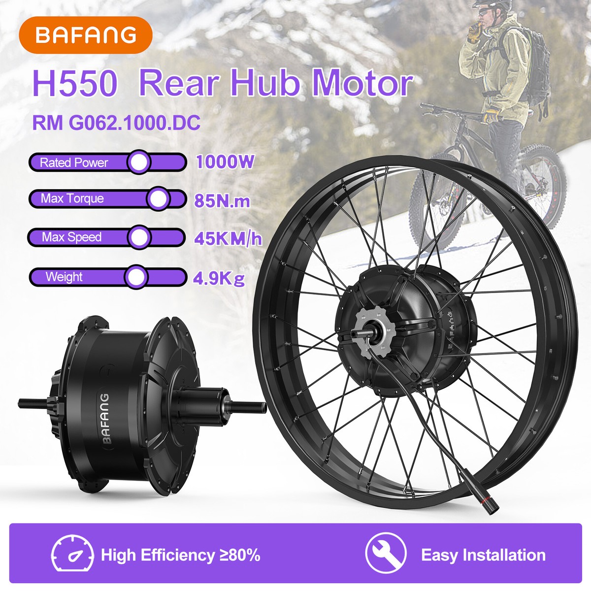 Bafang Hub Motor Cycle 48V1000W Bafang Rear Hub Motor 26