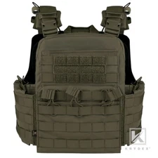 KRYDEX Plate Carrier Tactical Heavy Duty Vest Quick Release MOLLE Green