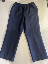 Alfred Dunner Pull On Navy Blue Elastic Waist Pants Slacks With Pockets Size 14