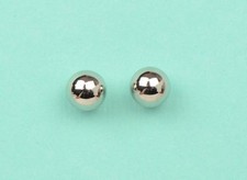 14k White Gold Ball stud earrings with screw back round High Polish