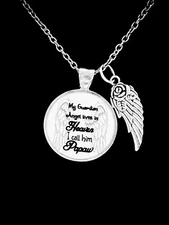 Memorial Necklace Papaw My Guardian Angel Lives In Heaven Wing Jewelry