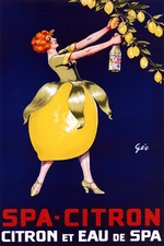 Spa Citron Lemon Mineral Water Drink Woman Skirt Vintage Poster Repro FREE S/H