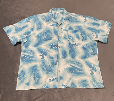 Bennys Shirt Mens XXL White Hawaiian 1960s Loop Collar Surfing San Onofre VTG