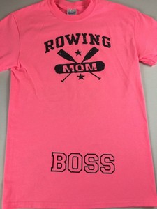 Boss-Mom-T-Shirt-Womens-Small-Hot-Pink-Keep-Calm-Rowing-Soccer-Eat-Sleep-Play