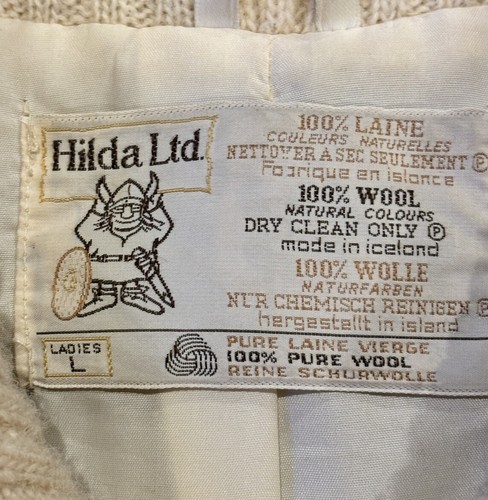 Vintage HILDA LTD 100% Wool Sweater Jacket Full Zip Lined Iceland Women’s Large - Picture 6 of 6
