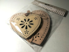 SET 2 DECORAZIONI IN LEGNO CUORE DECOUPAGE 