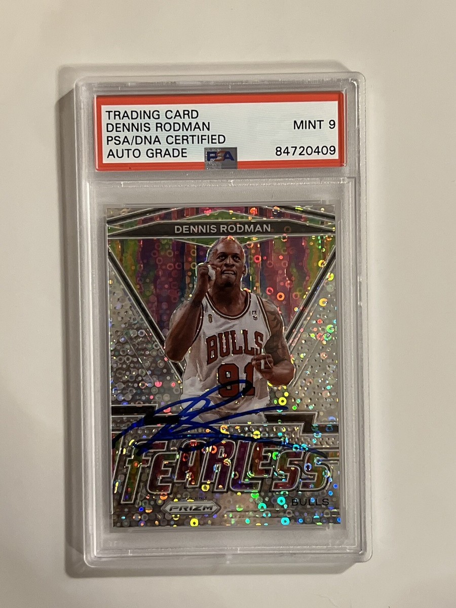 Dennis Rodman Signed 2021 Panini Prizm Fearless Refractor Card PSA
