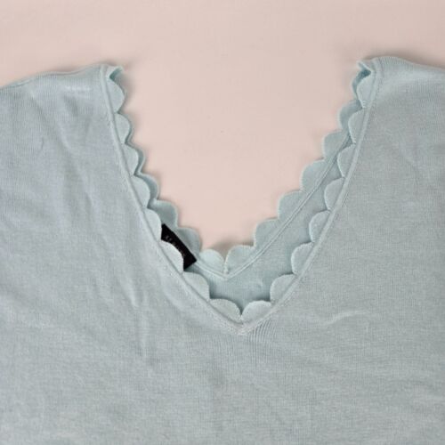 Talbots Womens Scalloped V-Neck Sleeveless Top XL Blue - Picture 2 of 6