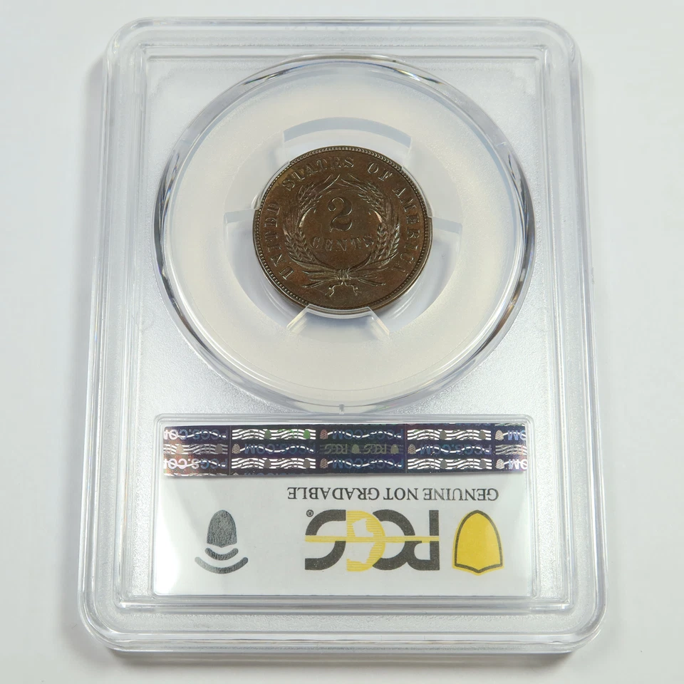 1869 PCGS UNC Detail - Shield 2c Two Cent US Coin #52635A - Image 3 of 4