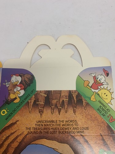 Scatola vintage rara McDonald's 1987 Duck Tales Happy Meal Box impasto verso ovest - Foto 7 di 11