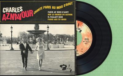 CHARLES AZNAVOUR / Paris au mois d'aout BARCLAY 70.929 M Press France 1966 EP EX