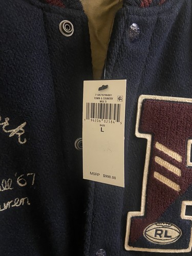 Bnwts Polo Ralph Lauren Mens Varsity Letterman Jacket $998 N.Y Allstars Sz Large - Picture 9 of 19