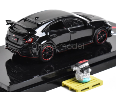 HobbyJapan 1:64 Black Civic Type R FK8 Vtec Engine Diecast Metal