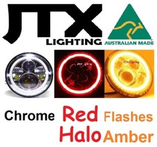JTX 7" CHROME LED Lights RED Halo Flash AMBER Holden EJ EK EH FJ FE FC FB Drover