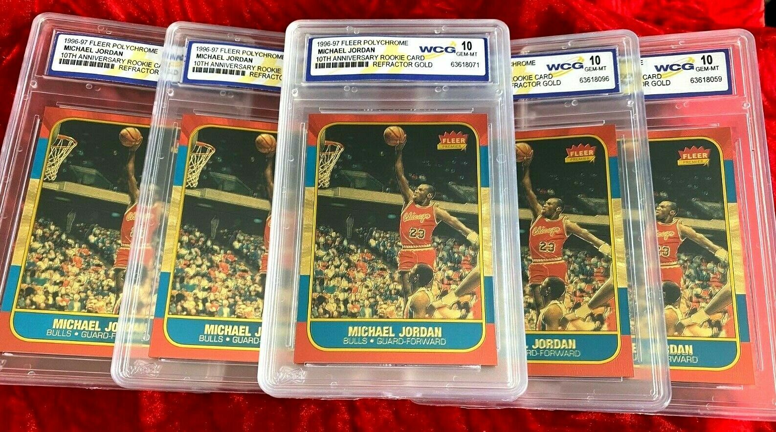 1996 MICHAEL JORDAN FLEER 👑 10 ANNIVERSARY "REFRACTOR" ROOKIE CARD GEM MINT RC view 5