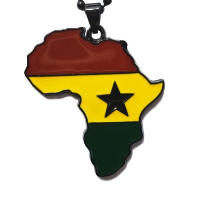 Ghana Flag Pendant Necklace Africa Map Chain 