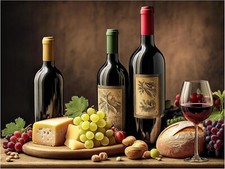 Tile Mural Still Life with Bottle of Wine Kitchen Wall Backsplash Marble Ceramic