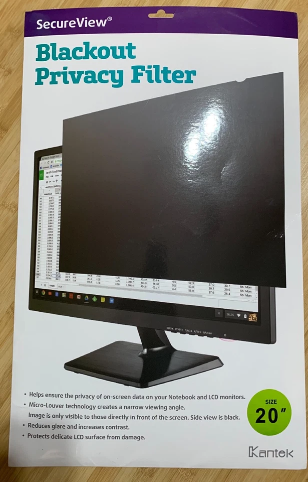 Kantek Secure-View Blackout Privacy Filter for 20-Inch Standard LCD Monitors - Image 2 of 4