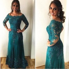 New Mother of the Bride Dresses Long Sleeves Beading Mermaid Wedding Guest Gowns