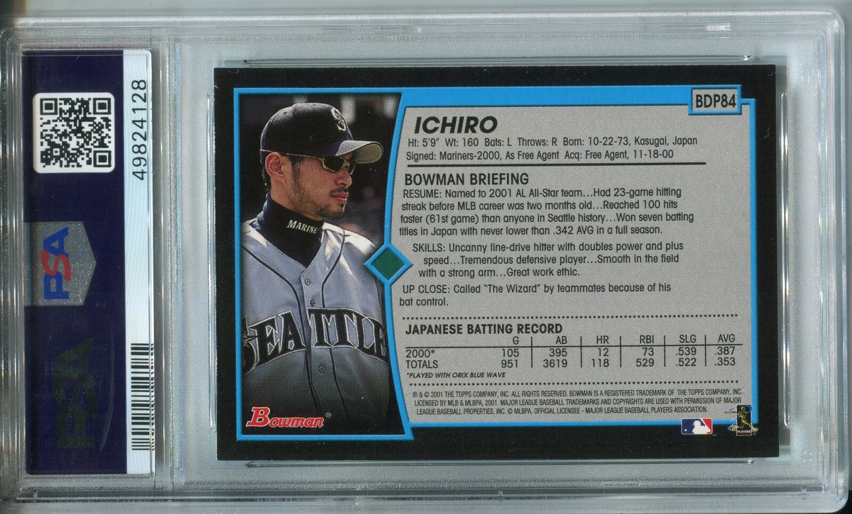 【PSA9 RC】2001 Bowman Ichiro Suzuki イチロー 2001 Bowman #84 Ichiro Suzuki Rookie PSA 9 MINT Seattle Mariners