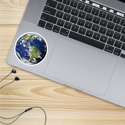 2 x Cool Earth Globe Sticker - Custom Cut Fridge Laptop Stickers - Free ...