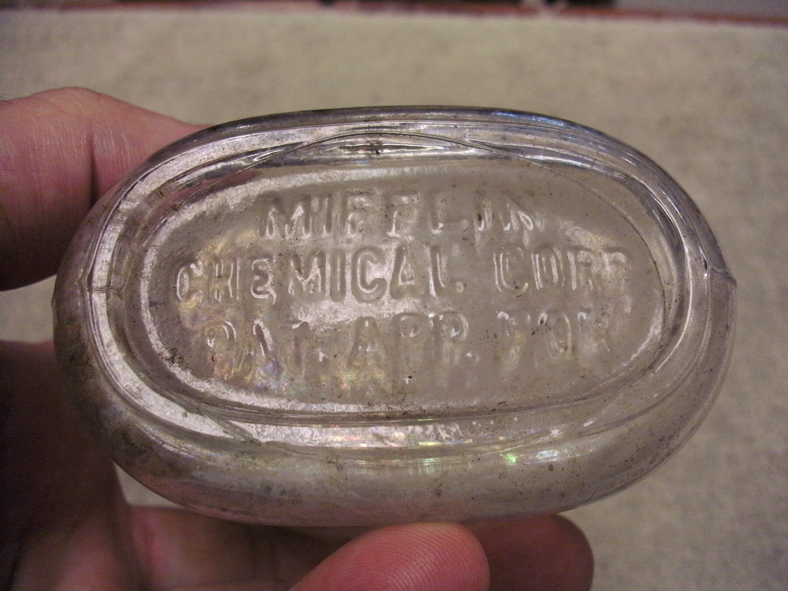 Vintage MIFFLIN Chemical Corp. Clear Glass Bottle, Acid ? Empty eBay