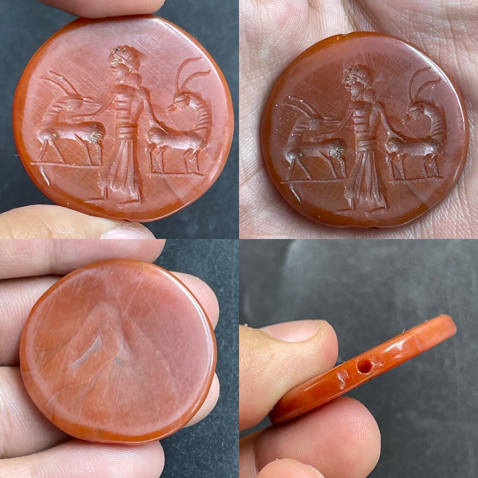 Ancient Wonderful Old Agate Seal Intaglio Near Eastern Seal Stamp Cabochon
