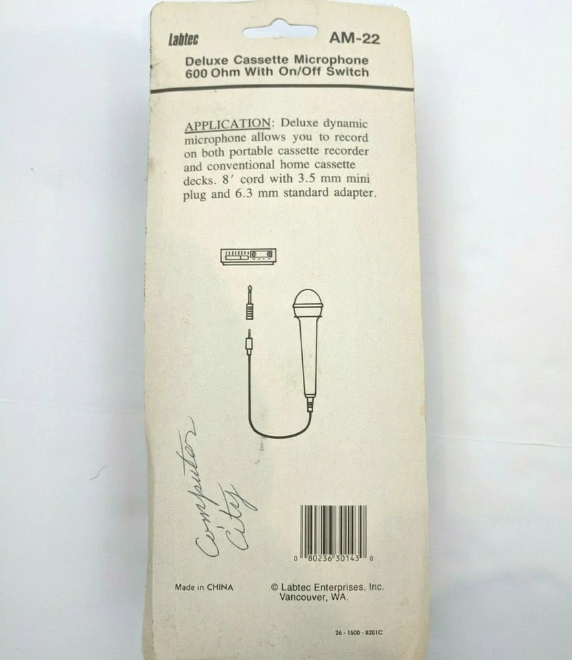 VTG Labtec AM-22 Handheld Microphone 3.5mm Jack 6.3mm Adapter NEW OLD STOCK DS - Image 2 of 2