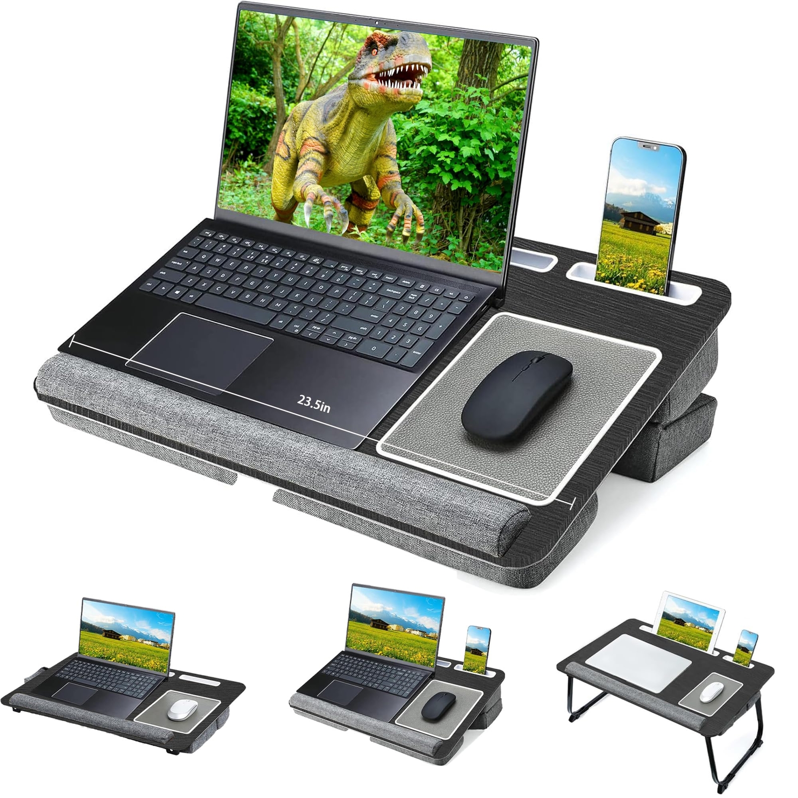 Escritorio de regazo para portátil con cojín, escritorio ajustable para portátil para cama - Se adapta hasta...