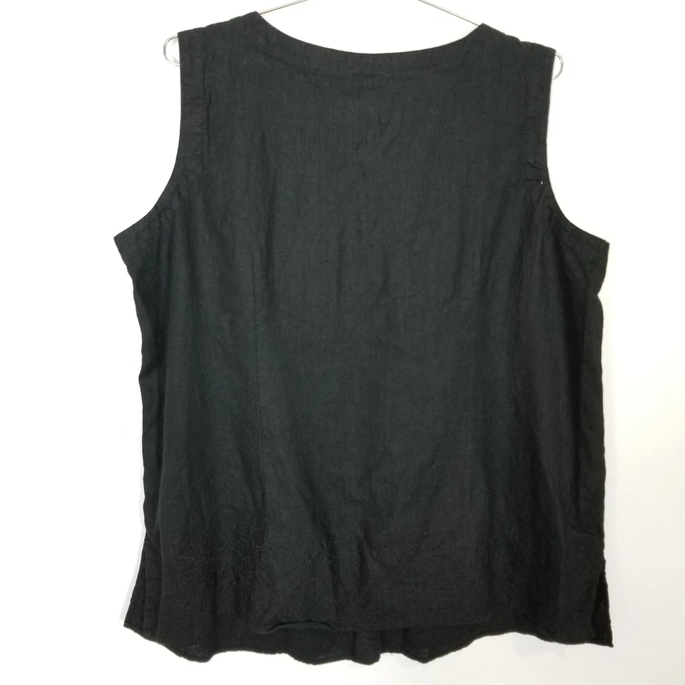 Talbots Womens Linen Top And Pants 2Ps Set Size 22W Button Up Black Summer - Image 4 of 4