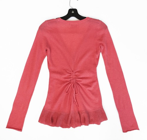 $184 ANTHROPOLOGIE Persimmon Ruched V Neck Tie Front SWEATER * XS - Picture 4 of 5